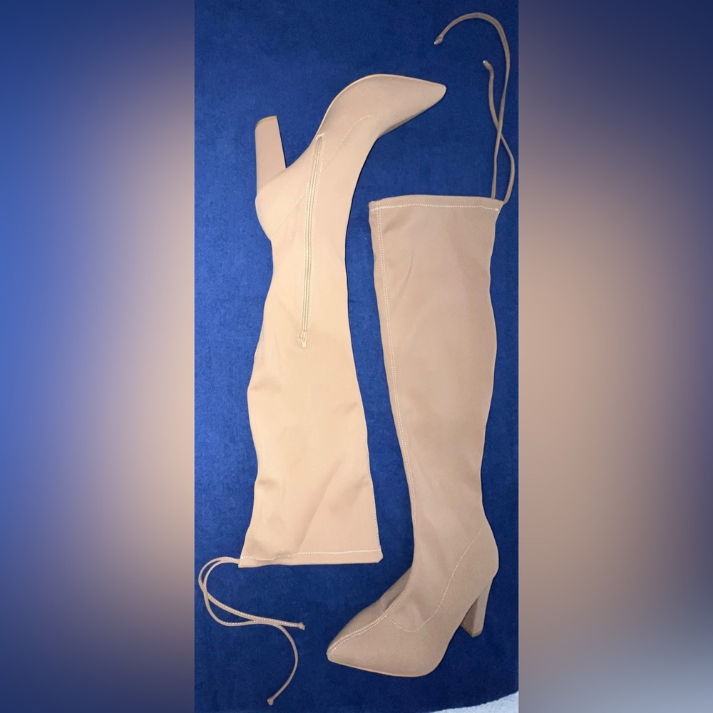 Olivia Ferguson‎ Beige Champagne/Nude Over-the-Knee Boots.